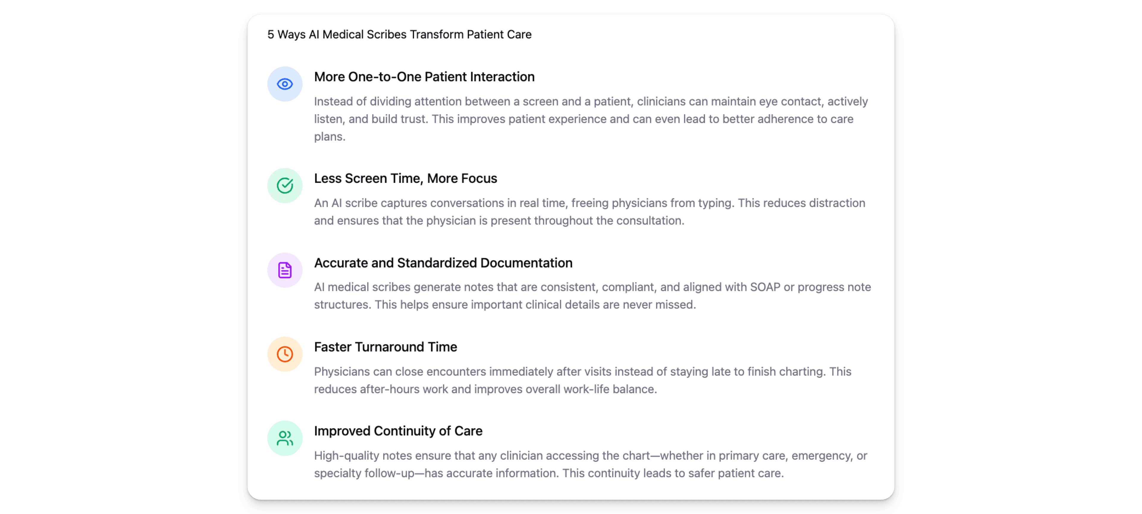 Comparison of AI scribe features like real-time transcription, templates, and file uploads
