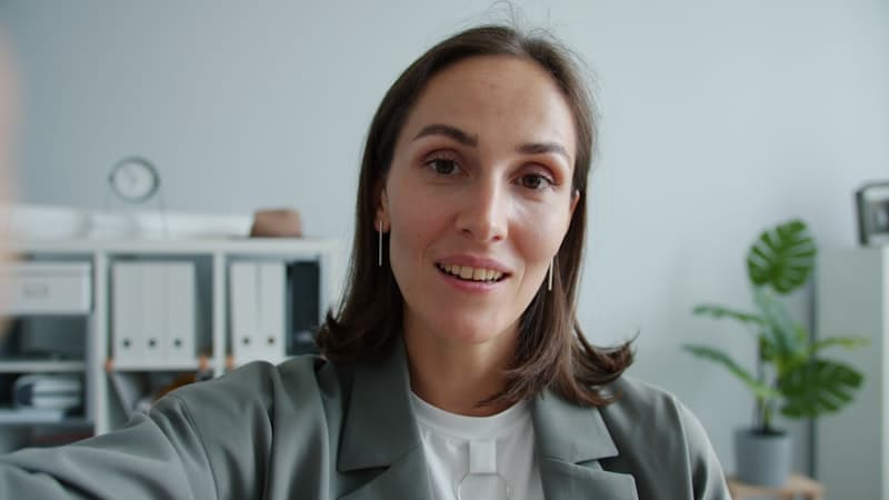 A healthcare professional speaking during a virtual consultation