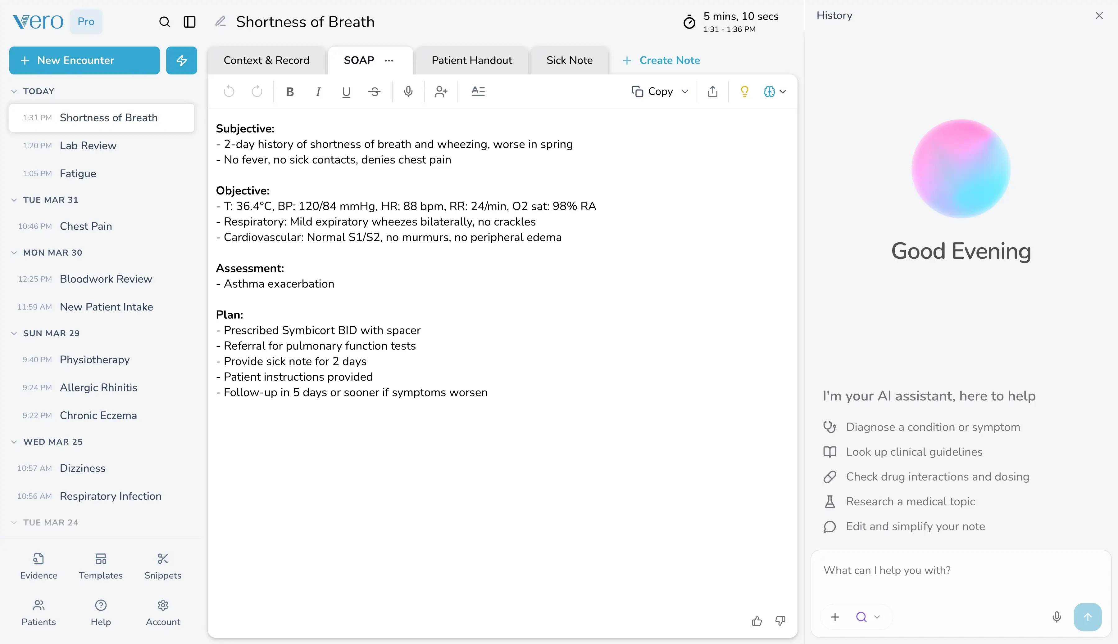 Vero Scribe dashboard
