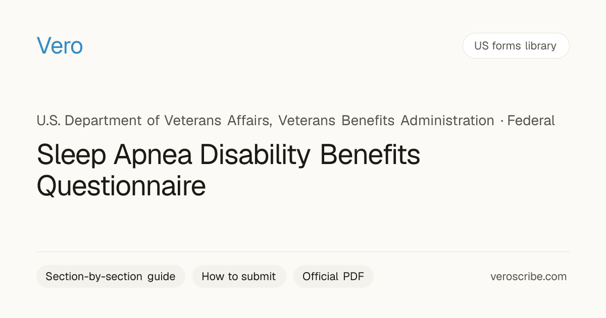VA Sleep Apnea DBQ: Disability Benefits Questionnaire | Vero